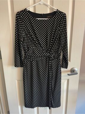 The Limited Black and White Polka Dot Knot-Front Dress